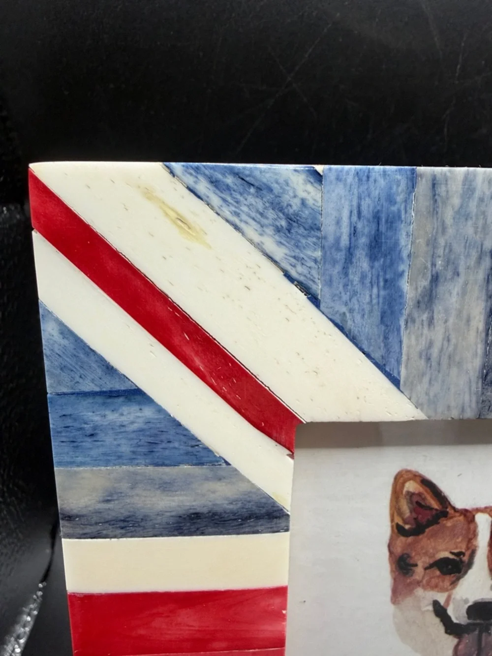Anthropologie Union Jack Red White Blue Bone Picture Photo Frame Home Decor